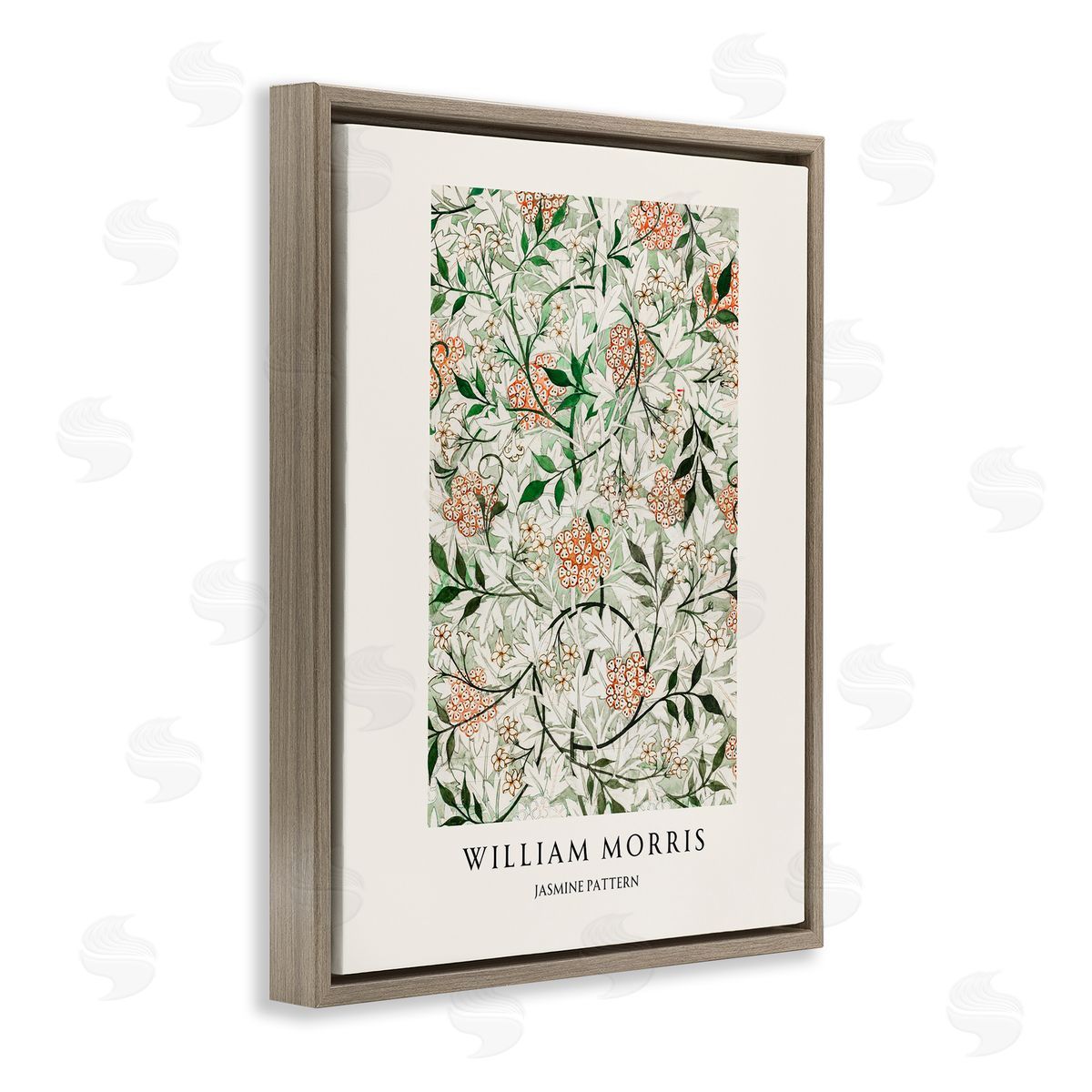 Vintage Hustle William Morris Jasmine Pattern Brown Floating Frame Canvas Art Print