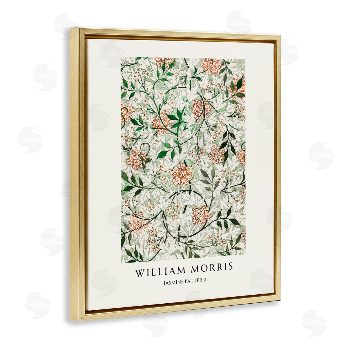 Vintage Hustle William Morris Jasmine Pattern Gold Floating Frame Canvas Art Print