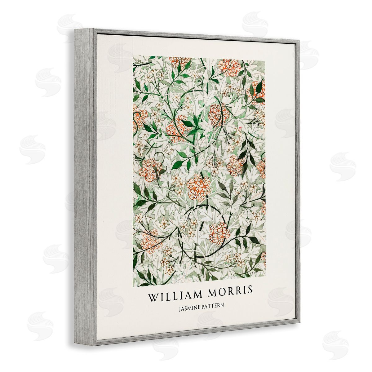 Vintage Hustle William Morris Jasmine Pattern Gray Framed Giclee Art Print