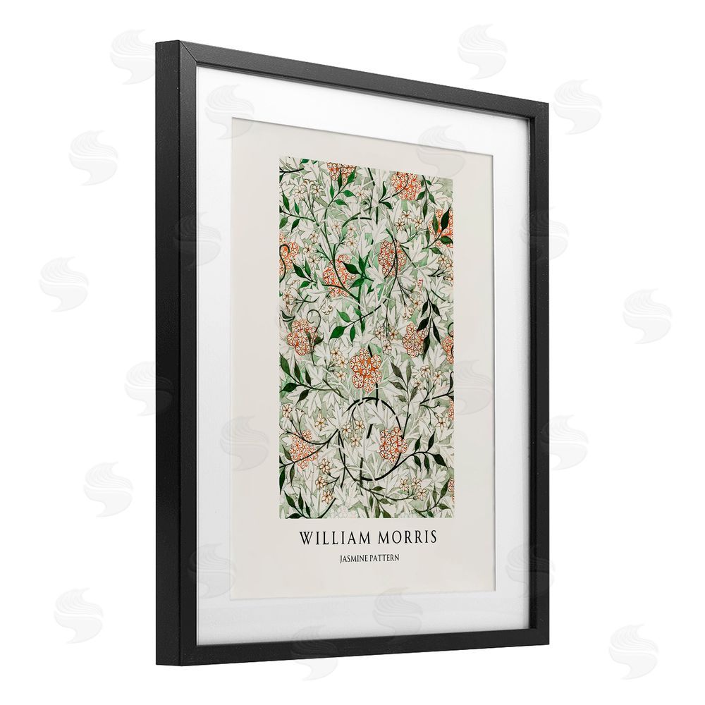 Vintage Hustle William Morris Jasmine Pattern Black Framed Print Under Glass Art
