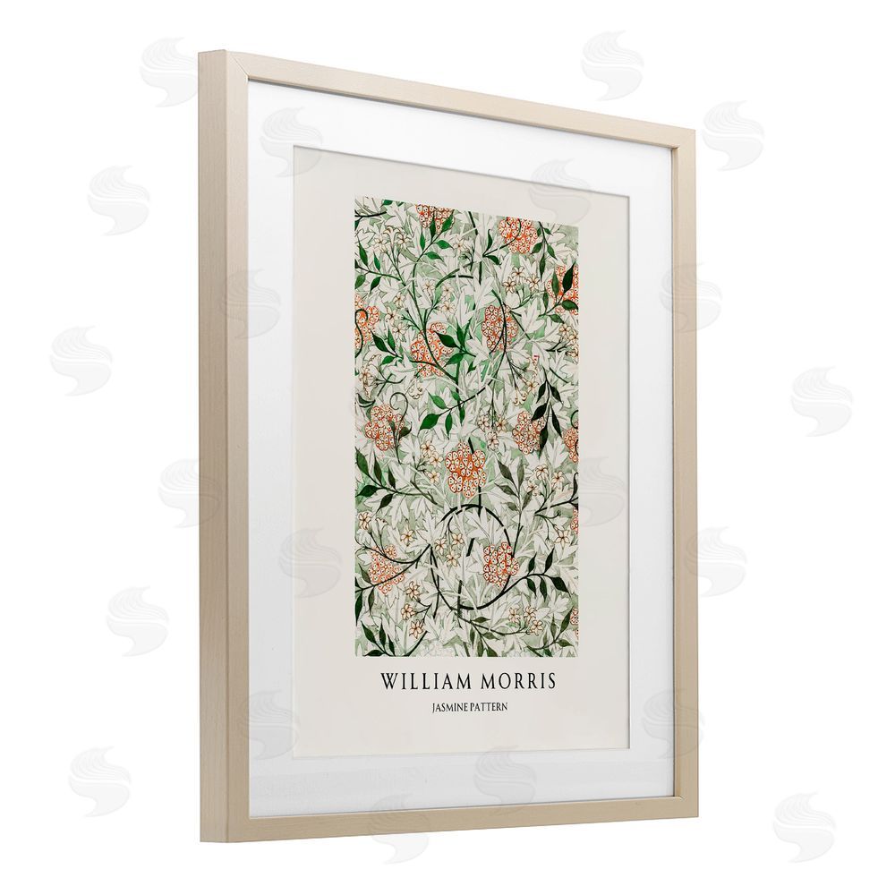 Vintage Hustle William Morris Jasmine Pattern Birch Framed Print Under Glass Art