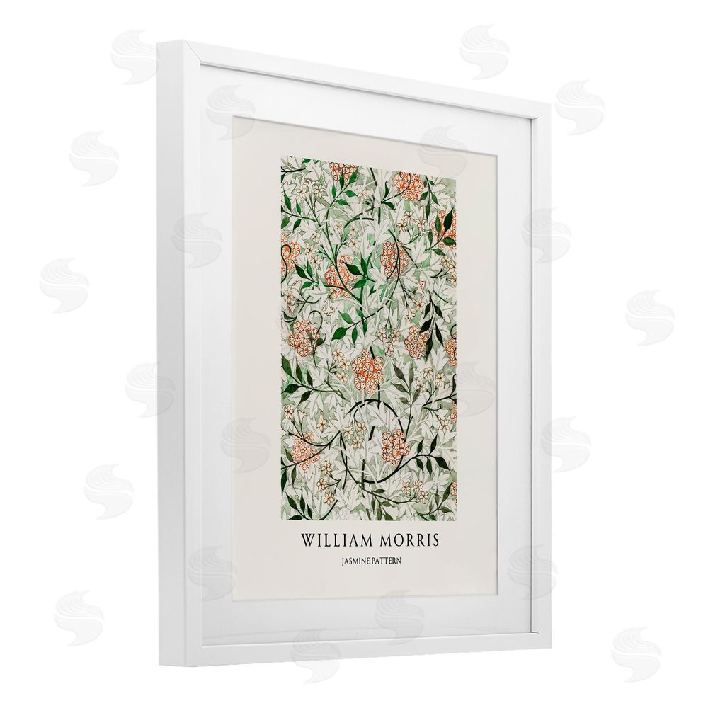 Vintage Hustle William Morris Jasmine Pattern White Framed Print Under Glass Art