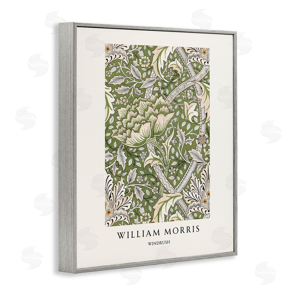 Vintage Hustle William Morris Windrush  Pattern Gray Framed Giclee Art Print
