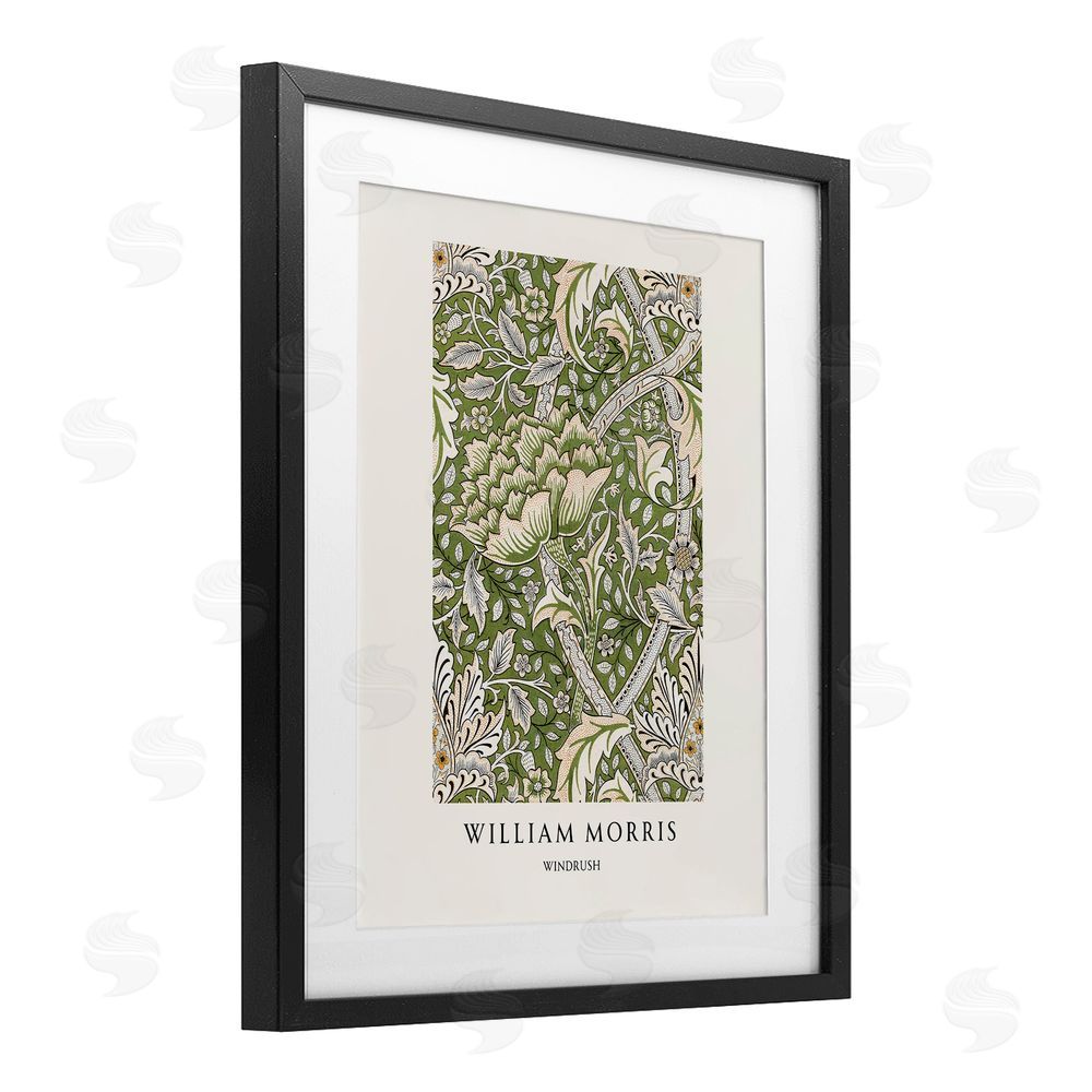 Vintage Hustle William Morris Windrush  Pattern Black Framed Print Under Glass Art