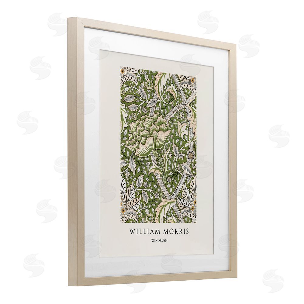 Vintage Hustle William Morris Windrush  Pattern Birch Framed Print Under Glass Art