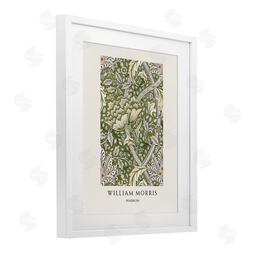 Vintage Hustle William Morris Windrush  Pattern White Framed Print Under Glass Art