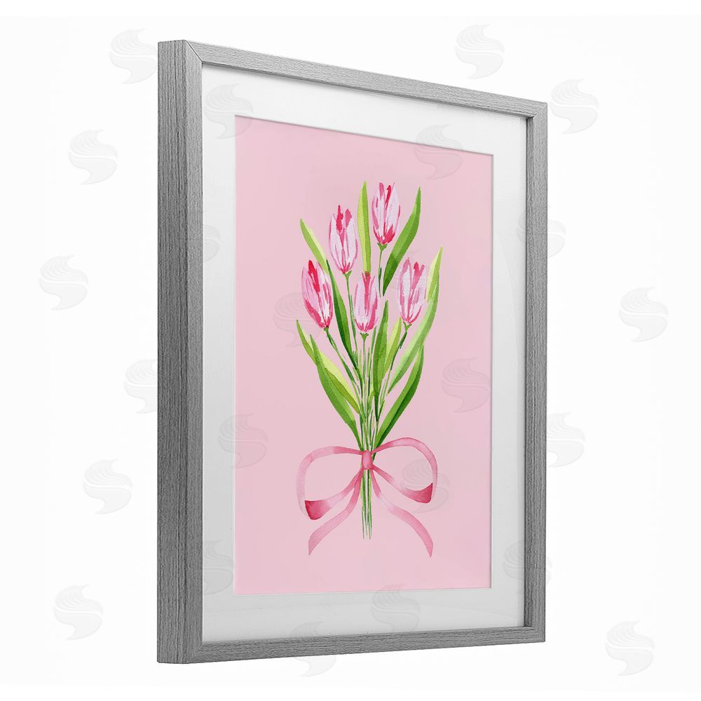 Nina Jacobs Pretty And Sweet Tulips Gray Framed Print Under Glass Art