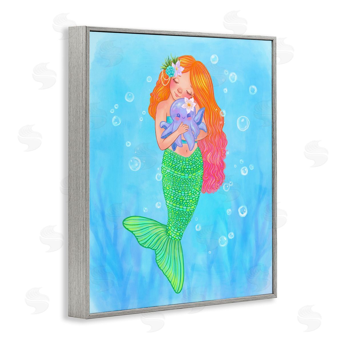 Stephanie Sanchez Sweet Mermaid Love Gray Framed Giclee Art Print