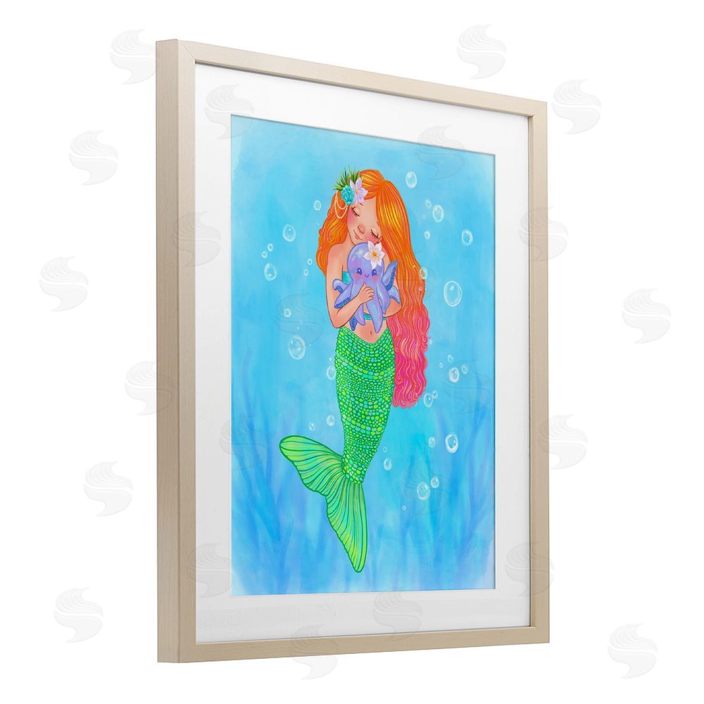 Stephanie Sanchez Sweet Mermaid Love Birch Framed Print Under Glass Art