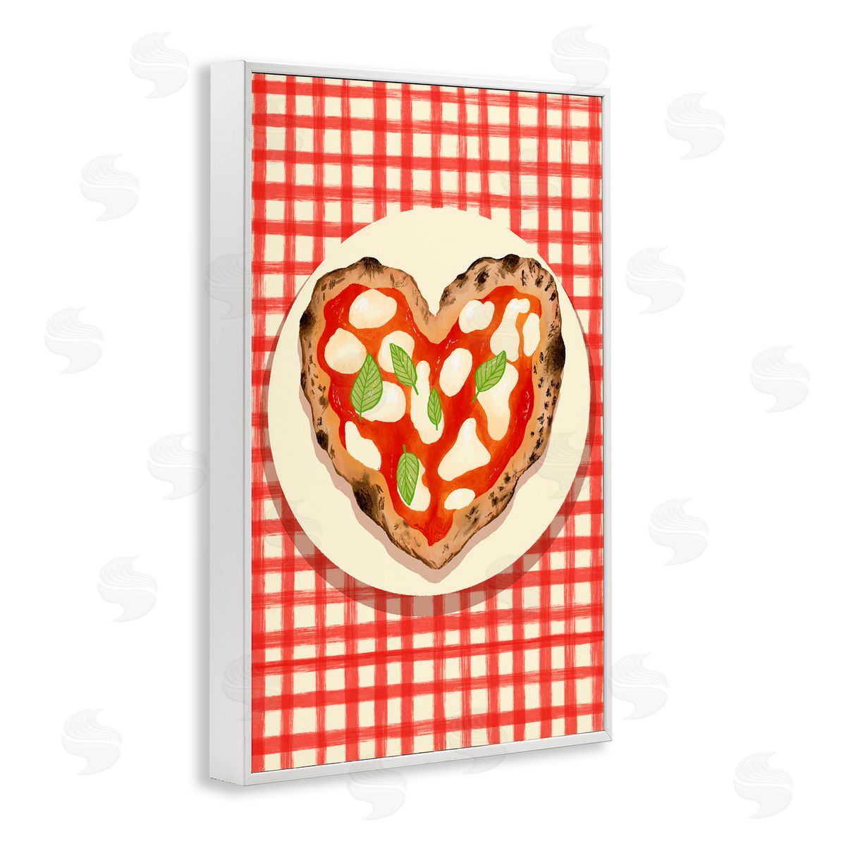 Florentina Dolci Heart Pizza on Red Check White Frame Giclee Art Print