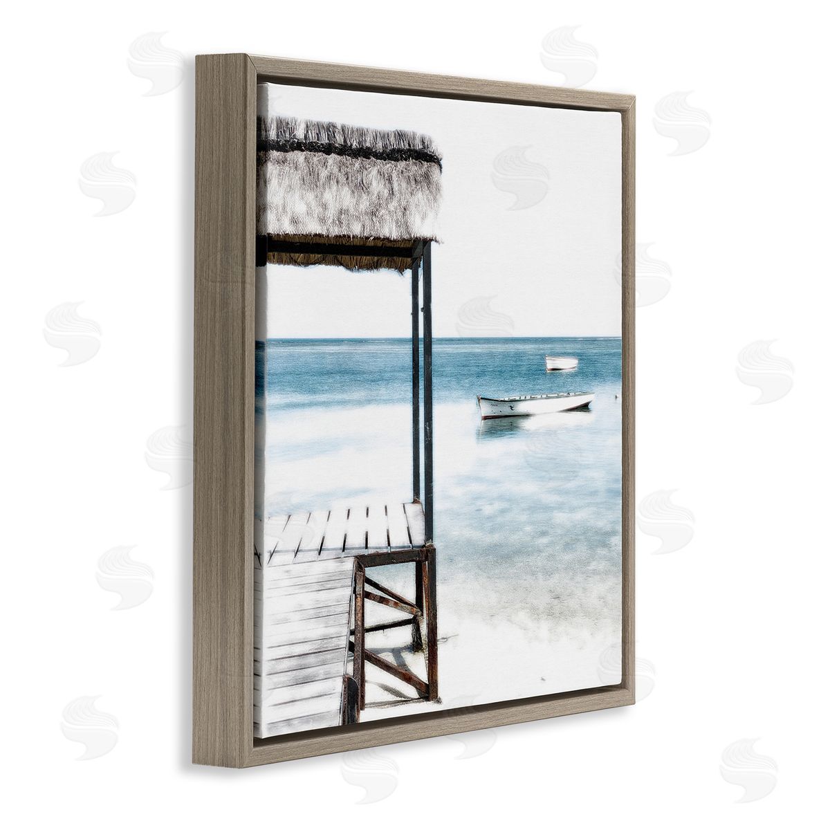 Noah Bay Calm Waters Beach Coast Brown Floating Frame Canvas Art Print