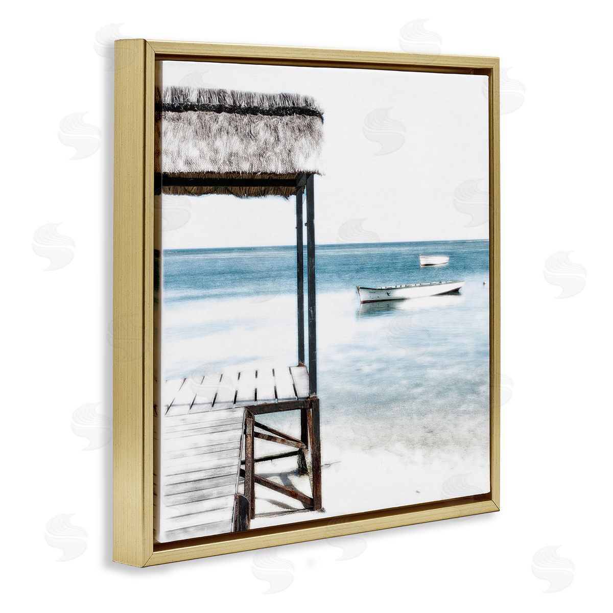 Noah Bay Calm Waters Beach Coast Gold Floating Frame Canvas Art Print