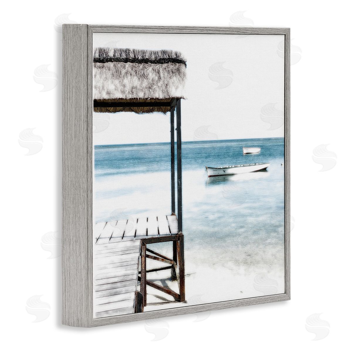 Noah Bay Calm Waters Beach Coast Gray Framed Giclee Art Print