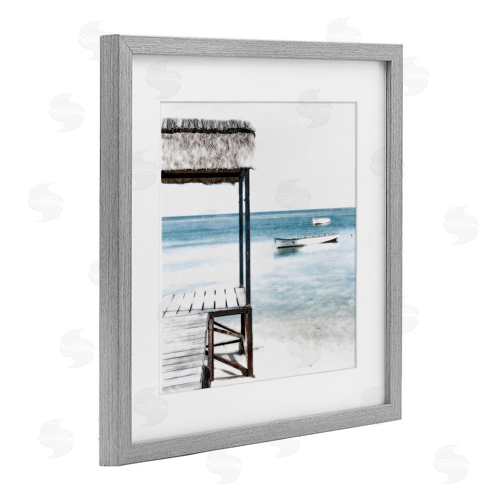 Noah Bay Calm Waters Beach Coast Gray Framed Print Under Glass Art