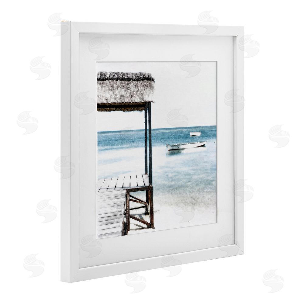Noah Bay Calm Waters Beach Coast White Framed Print Under Glass Art