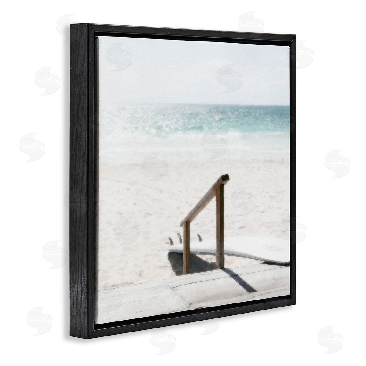 Noah Bay Resting Board Beach Coast Black Floating Frame Canvas Wall Art Print