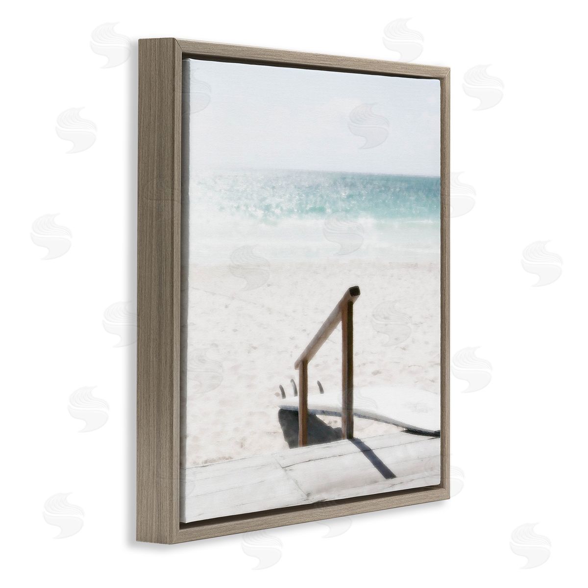 Noah Bay Resting Board Beach Coast Brown Floating Frame Canvas Art Print