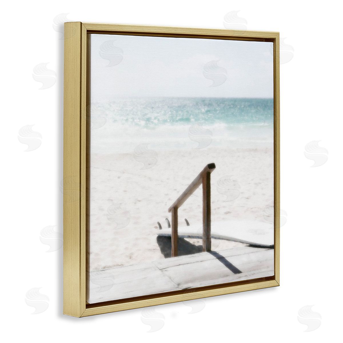 Noah Bay Resting Board Beach Coast Gold Floating Frame Canvas Art Print