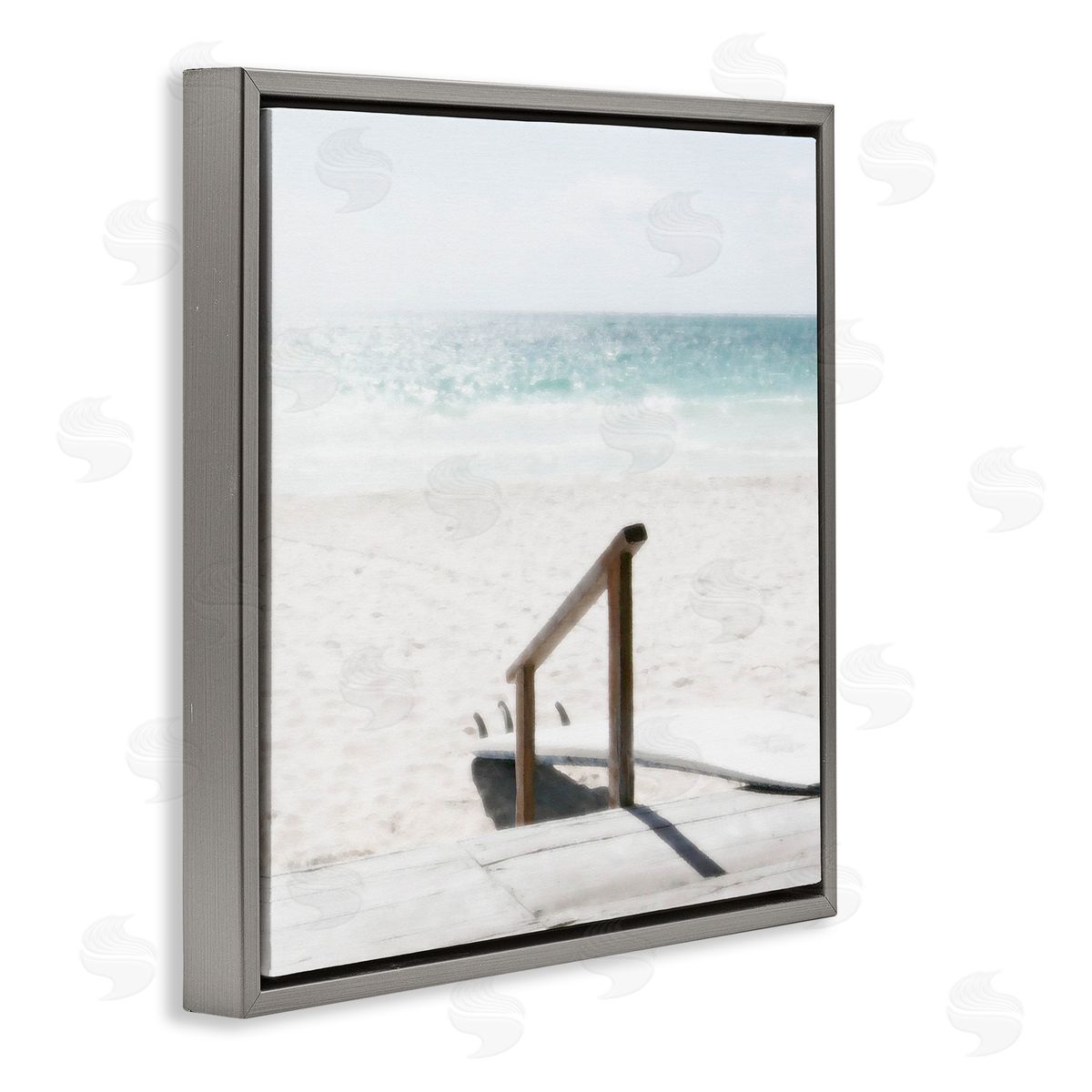 Noah Bay Resting Board Beach Coast Gray Floating Frame Canvas Art Print