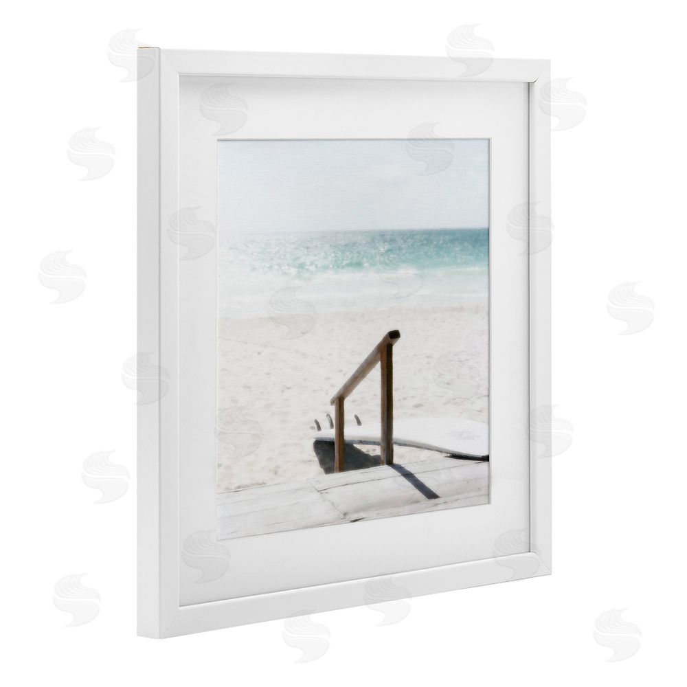 Noah Bay Resting Board Beach Coast White Framed Print Under Glass Art