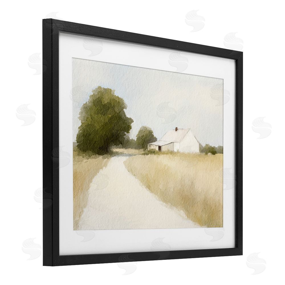Leah Straatsma White Farmhouse Path Tranquility Black Framed Print Under Glass Art