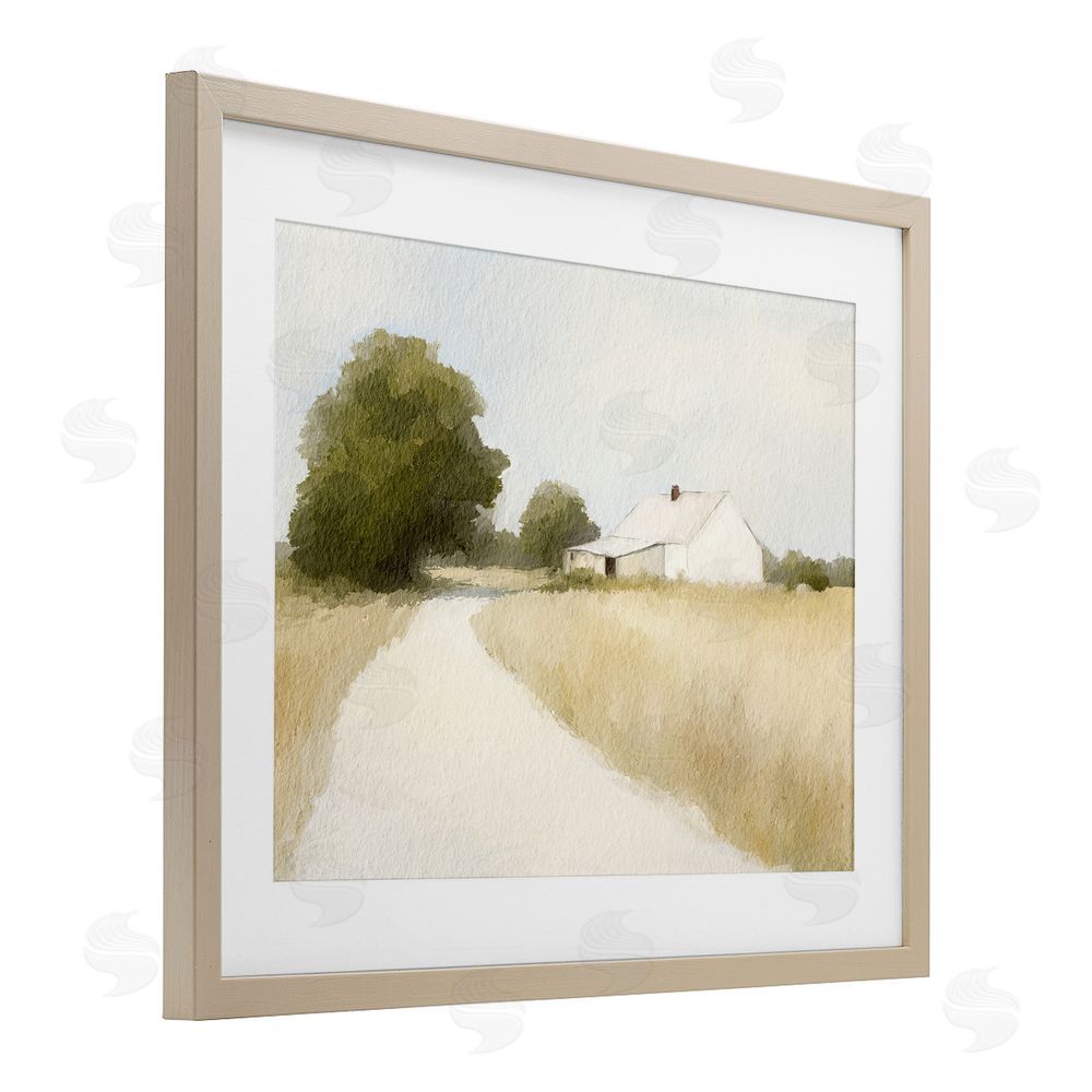 Leah Straatsma White Farmhouse Path Tranquility Birch Framed Print Under Glass Art