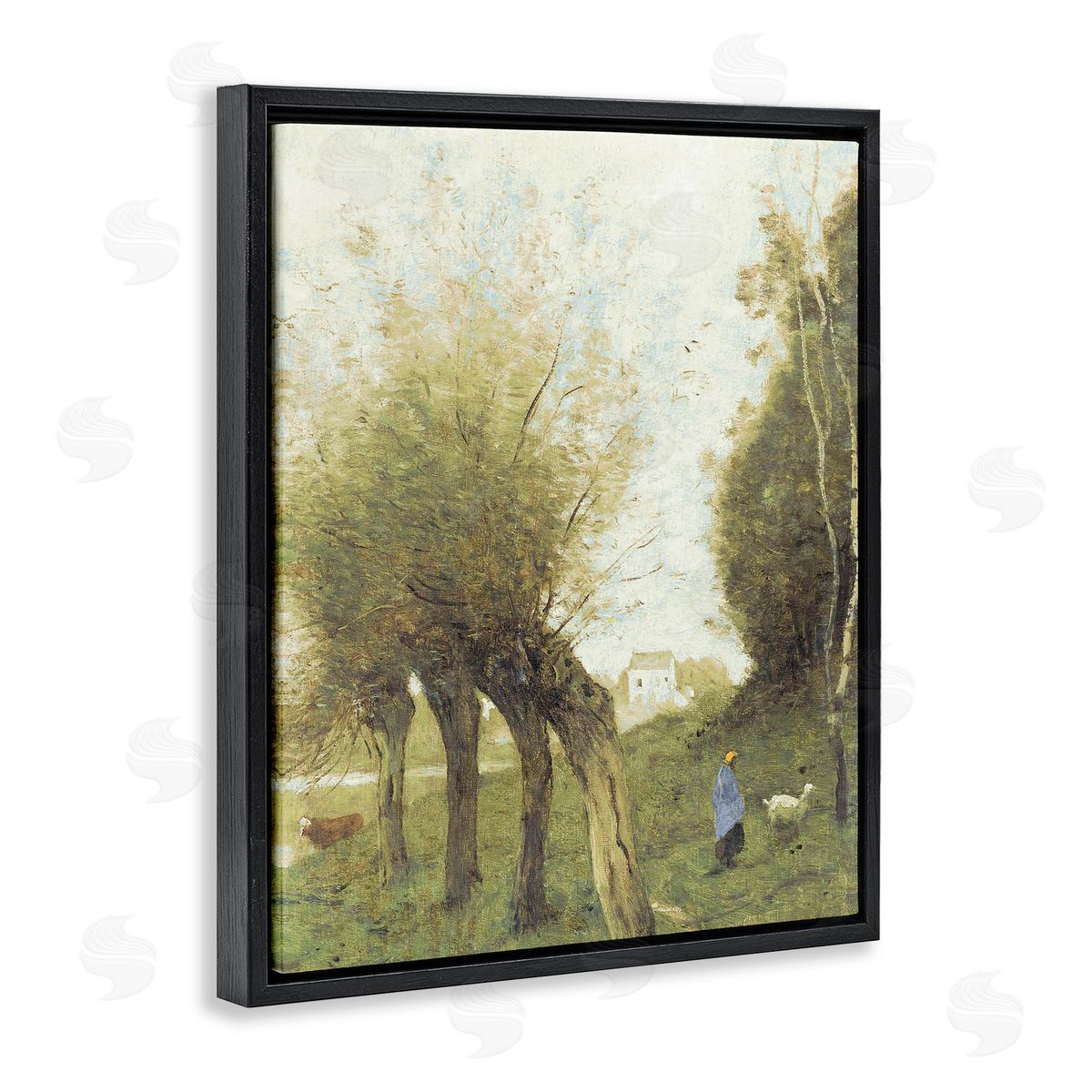Leah Straatsma Vintage Walk With Animals Black Floating Frame Canvas Wall Art Print