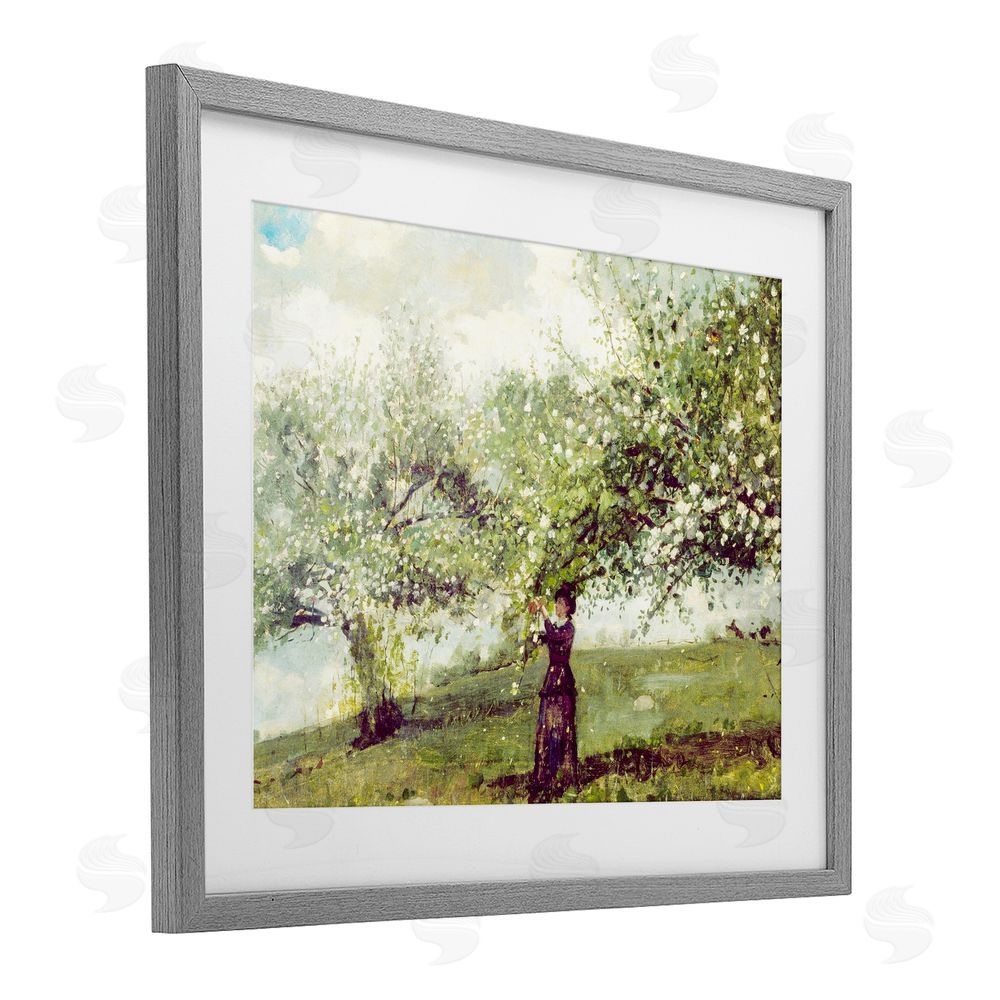 Leah Straatsma Vintage Gathering Blossoms Gray Framed Print Under Glass Art