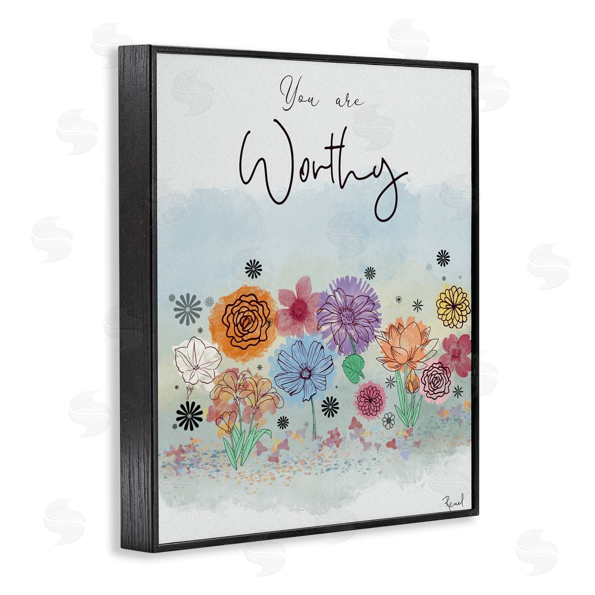 Renel Peters You Are Worthy Modern Blooms Black Framed Giclee Art Print