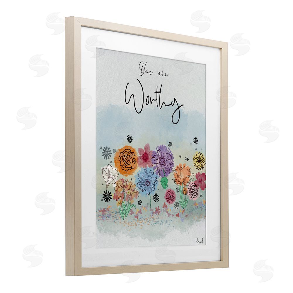 Renel Peters You Are Worthy Modern Blooms Birch Framed Print Under Glass Art