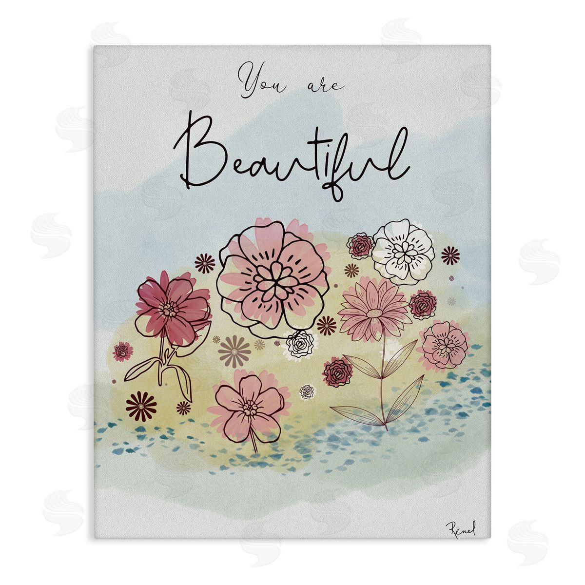 Renel Peters You Are Beautiful Modern Blooms Canvas Wall Art Print