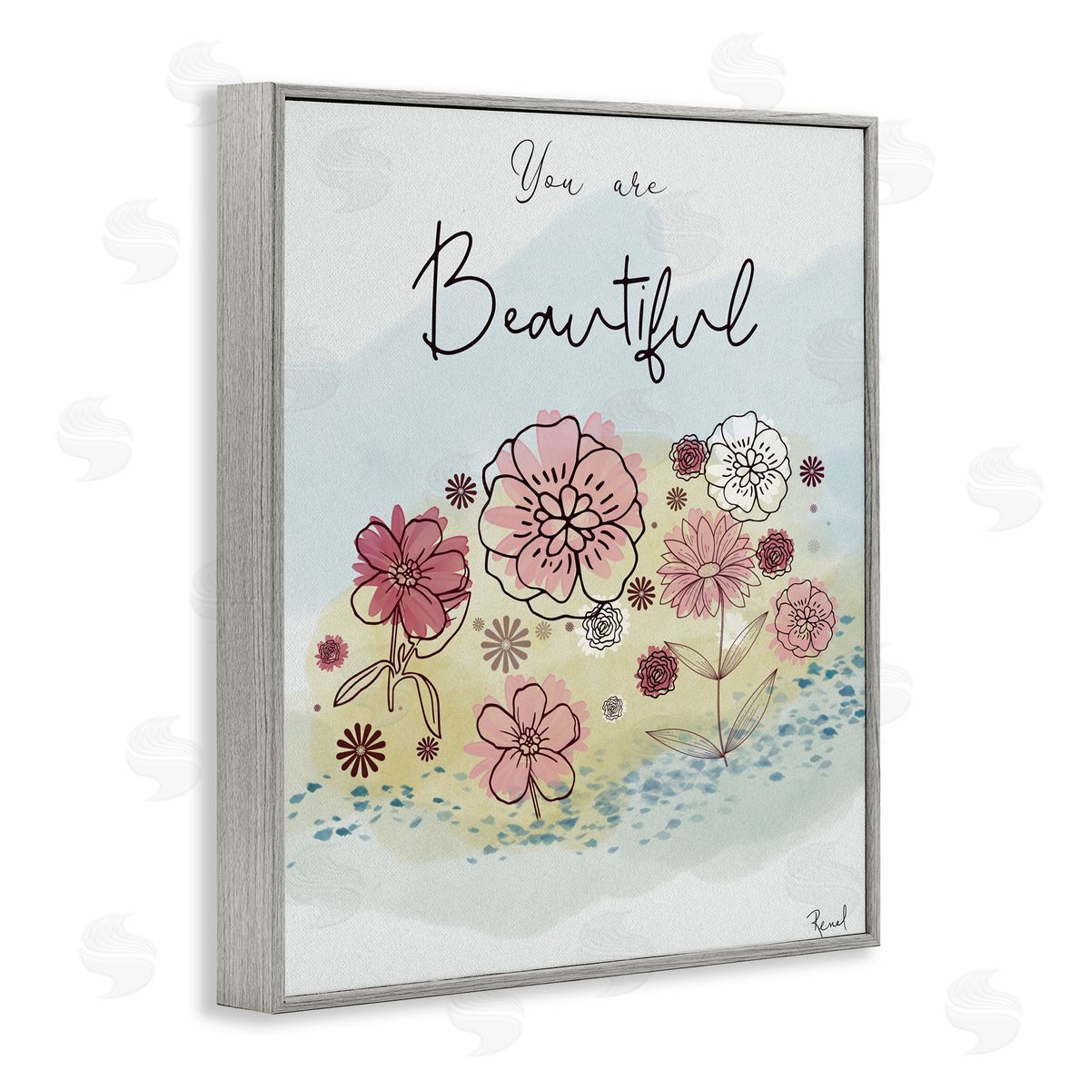 Renel Peters You Are Beautiful Modern Blooms Gray Framed Giclee Art Print