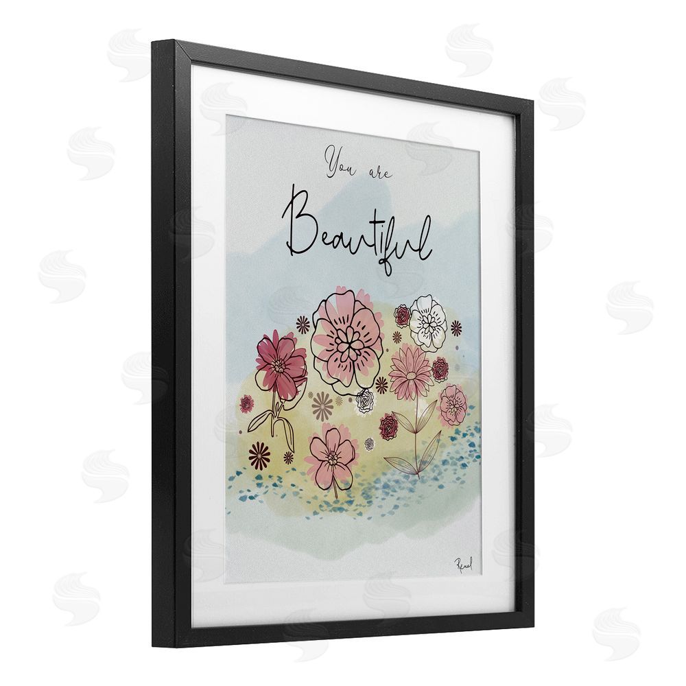 Renel Peters You Are Beautiful Modern Blooms Black Framed Print Under Glass Art