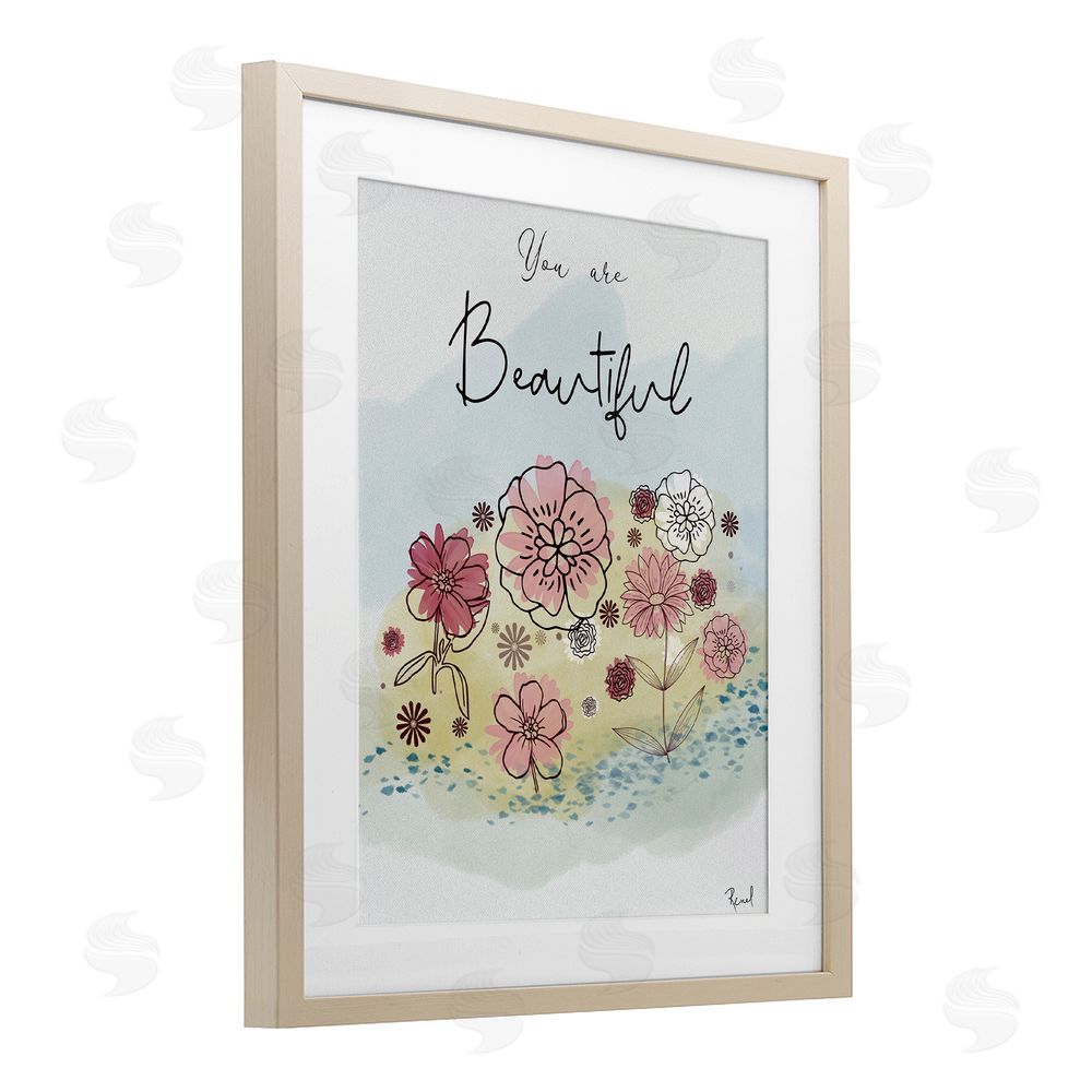 Renel Peters You Are Beautiful Modern Blooms Birch Framed Print Under Glass Art