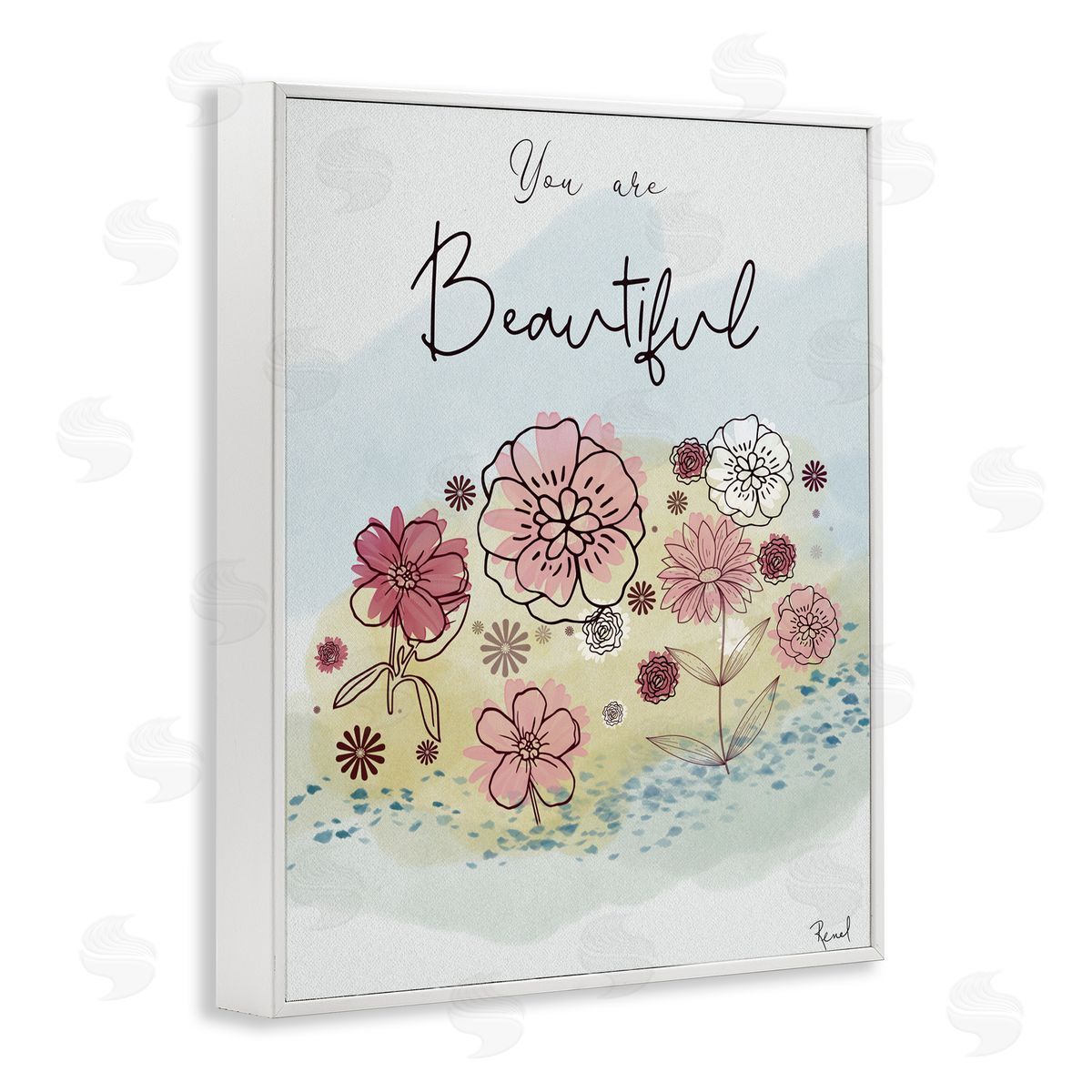 Renel Peters You Are Beautiful Modern Blooms White Frame Giclee Art Print