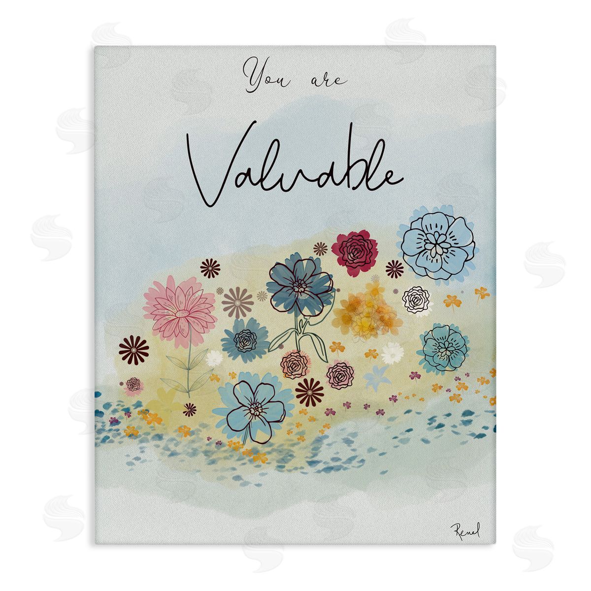 Renel Peters You Are Valuable Modern Blooms Canvas Wall Art Print