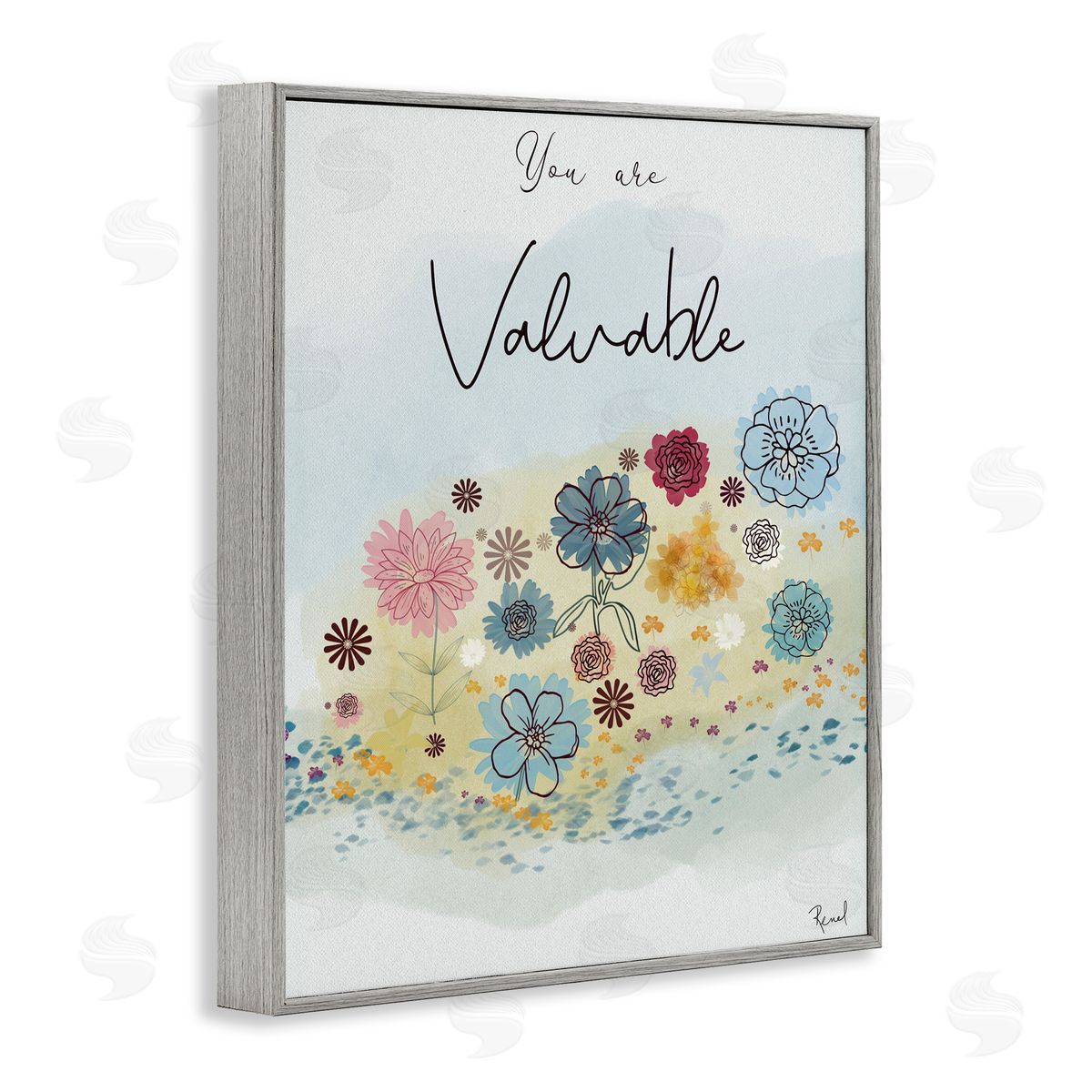 Renel Peters You Are Valuable Modern Blooms Gray Framed Giclee Art Print