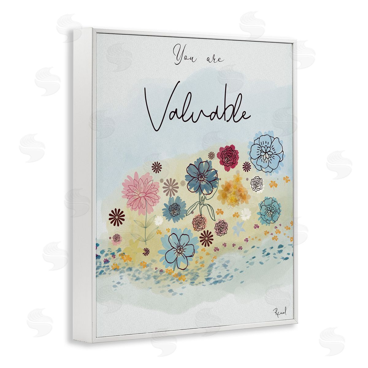Renel Peters You Are Valuable Modern Blooms White Frame Giclee Art Print