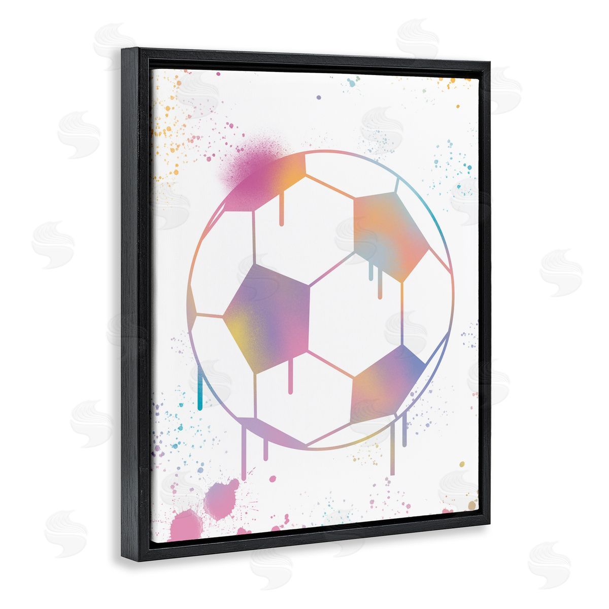 Marcus Prime Graffiti Soccer Ball Drip Black Floating Frame Canvas Wall Art Print