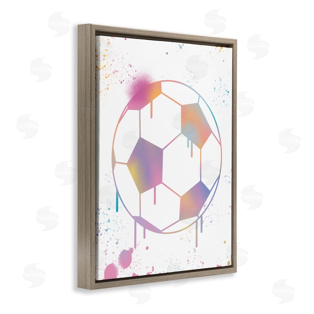 Marcus Prime Graffiti Soccer Ball Drip Brown Floating Frame Canvas Art Print