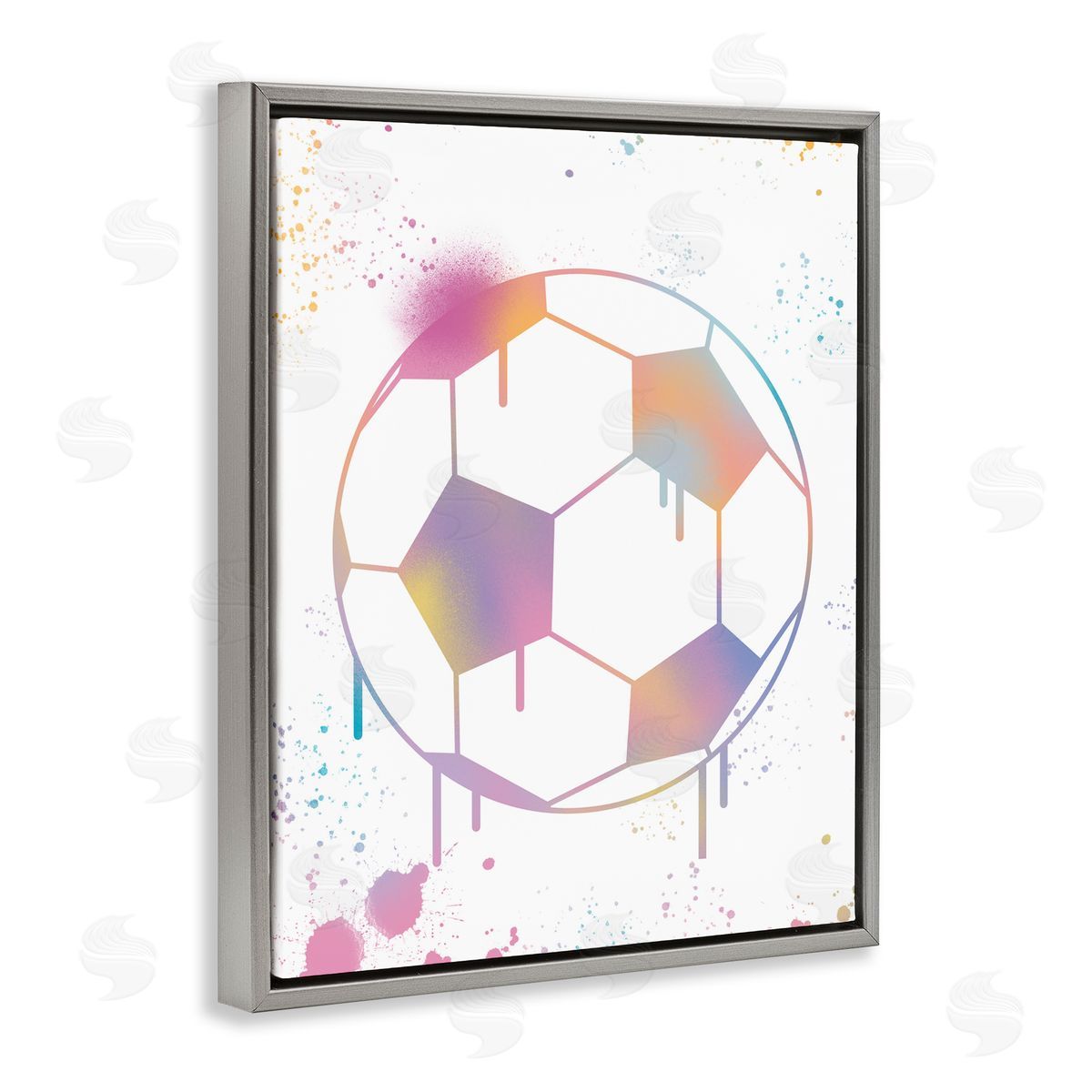 Marcus Prime Graffiti Soccer Ball Drip Gray Floating Frame Canvas Art Print