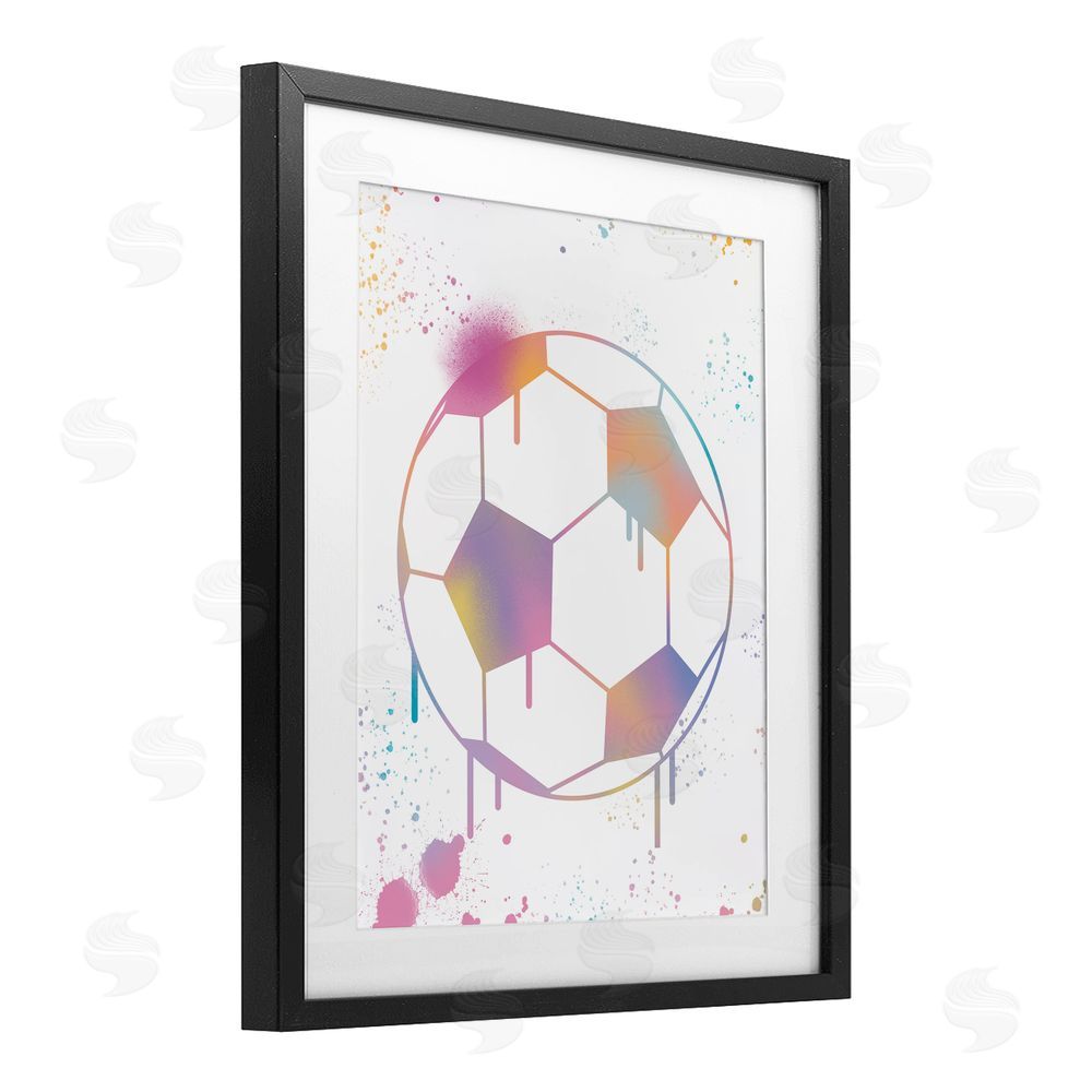 Marcus Prime Graffiti Soccer Ball Drip Black Framed Print Under Glass Art