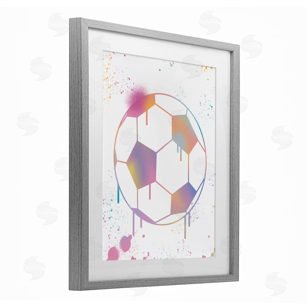 Marcus Prime Graffiti Soccer Ball Drip Gray Framed Print Under Glass Art