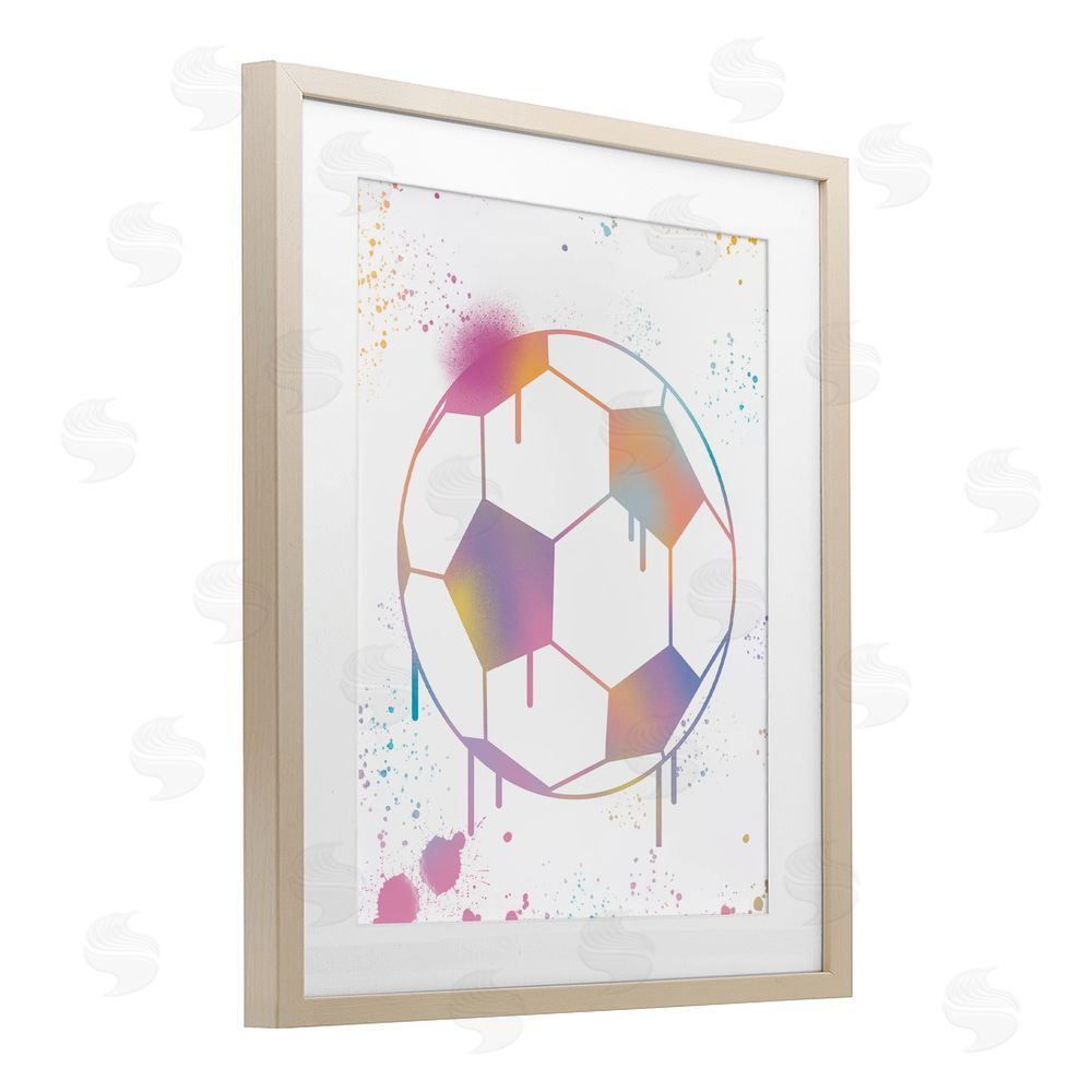Marcus Prime Graffiti Soccer Ball Drip Birch Framed Print Under Glass Art