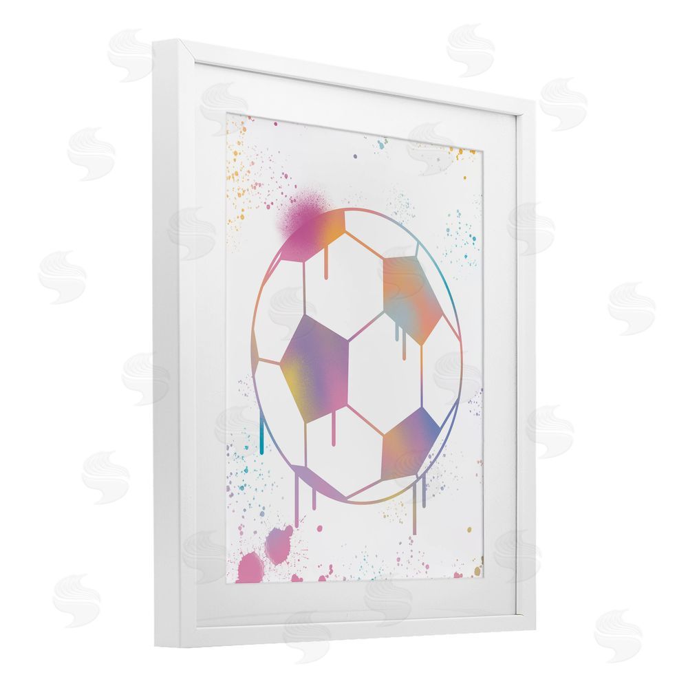 Marcus Prime Graffiti Soccer Ball Drip White Framed Print Under Glass Art