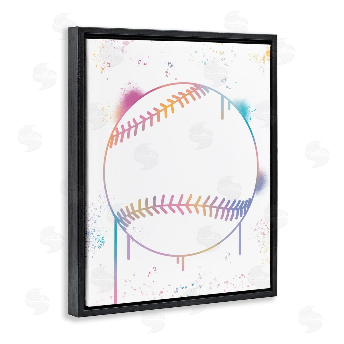 Marcus Prime Graffiti Baseball Drip Black Floating Frame Canvas Wall Art Print