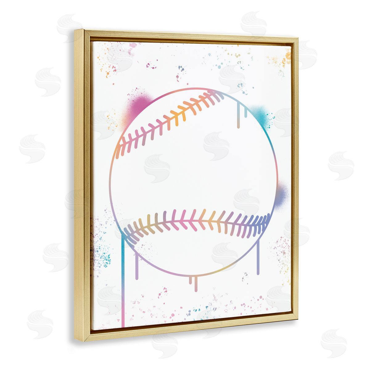 Marcus Prime Graffiti Baseball Drip Gold Floating Frame Canvas Art Print