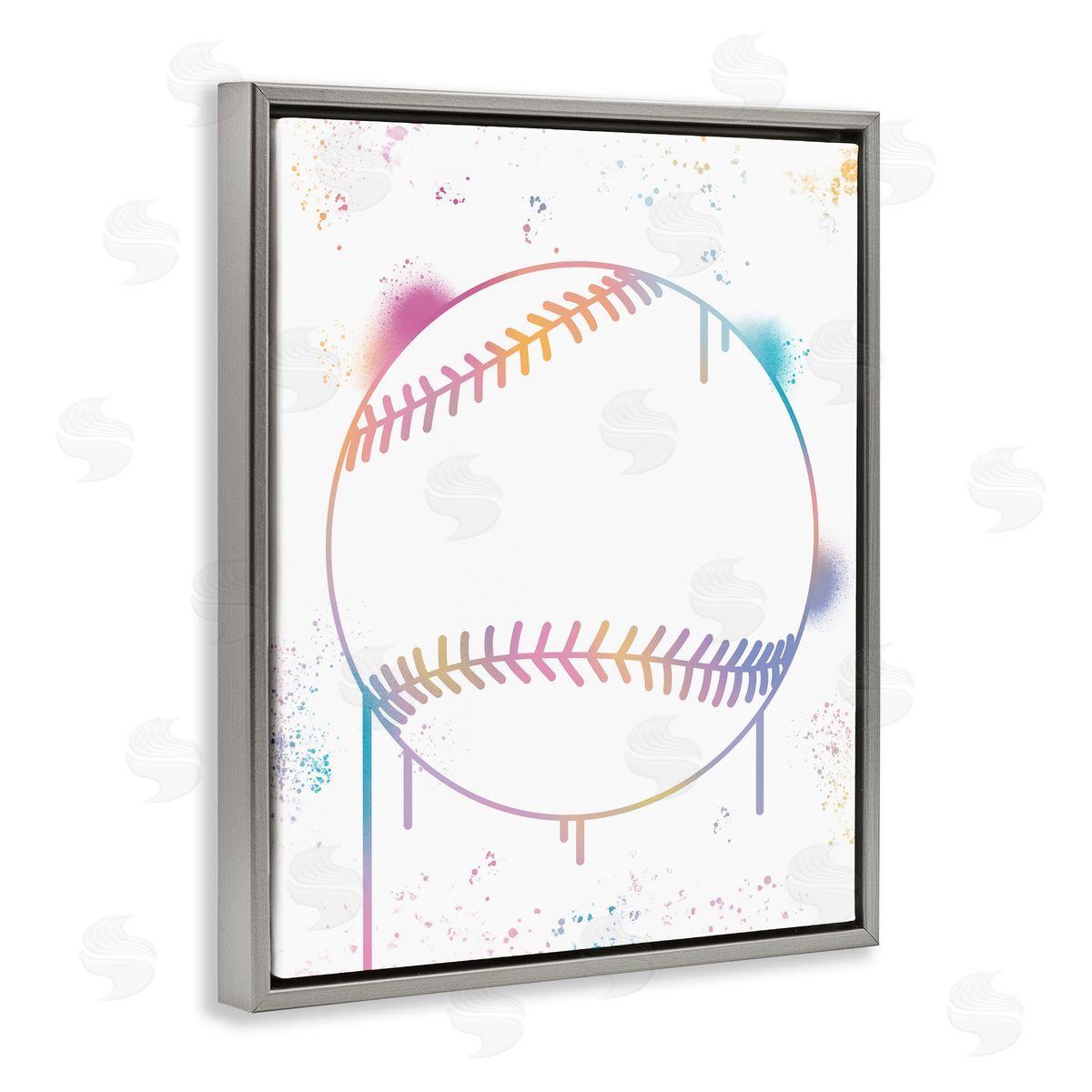 Marcus Prime Graffiti Baseball Drip Gray Floating Frame Canvas Art Print