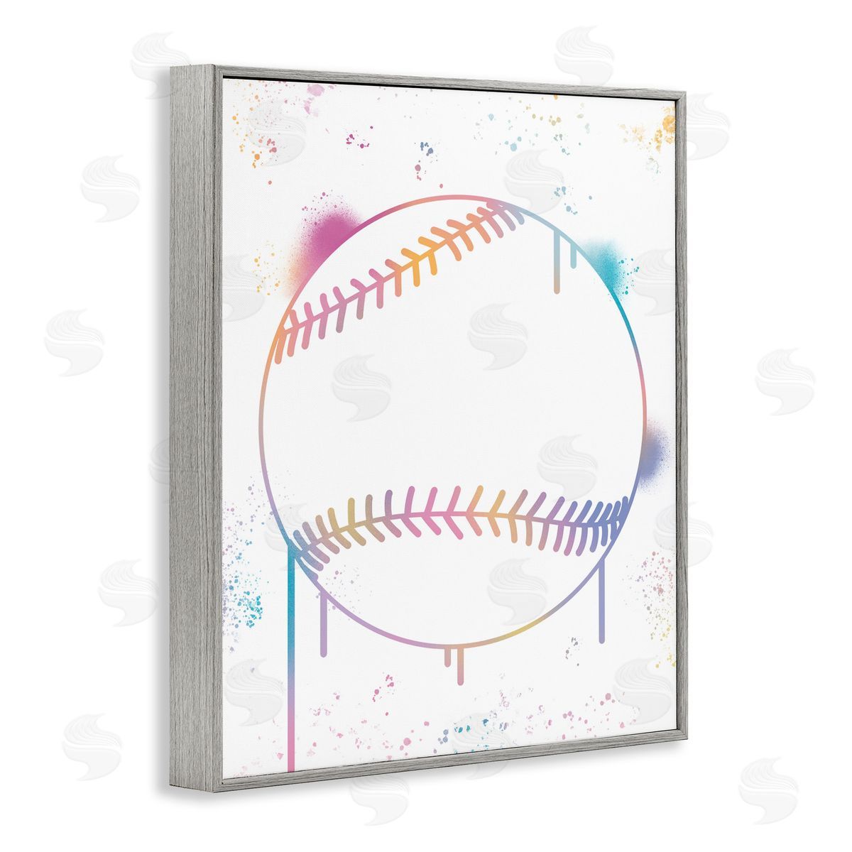 Marcus Prime Graffiti Baseball Drip Gray Framed Giclee Art Print