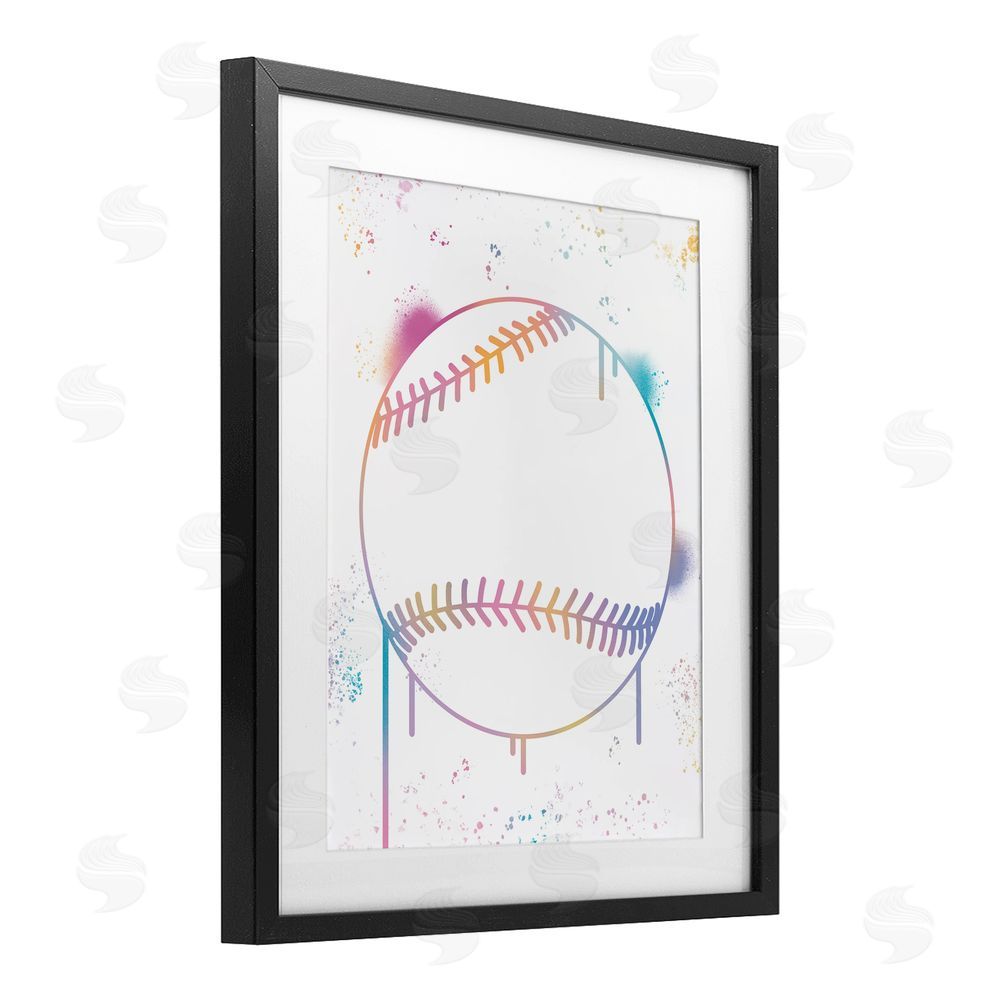 Marcus Prime Graffiti Baseball Drip Black Framed Print Under Glass Art